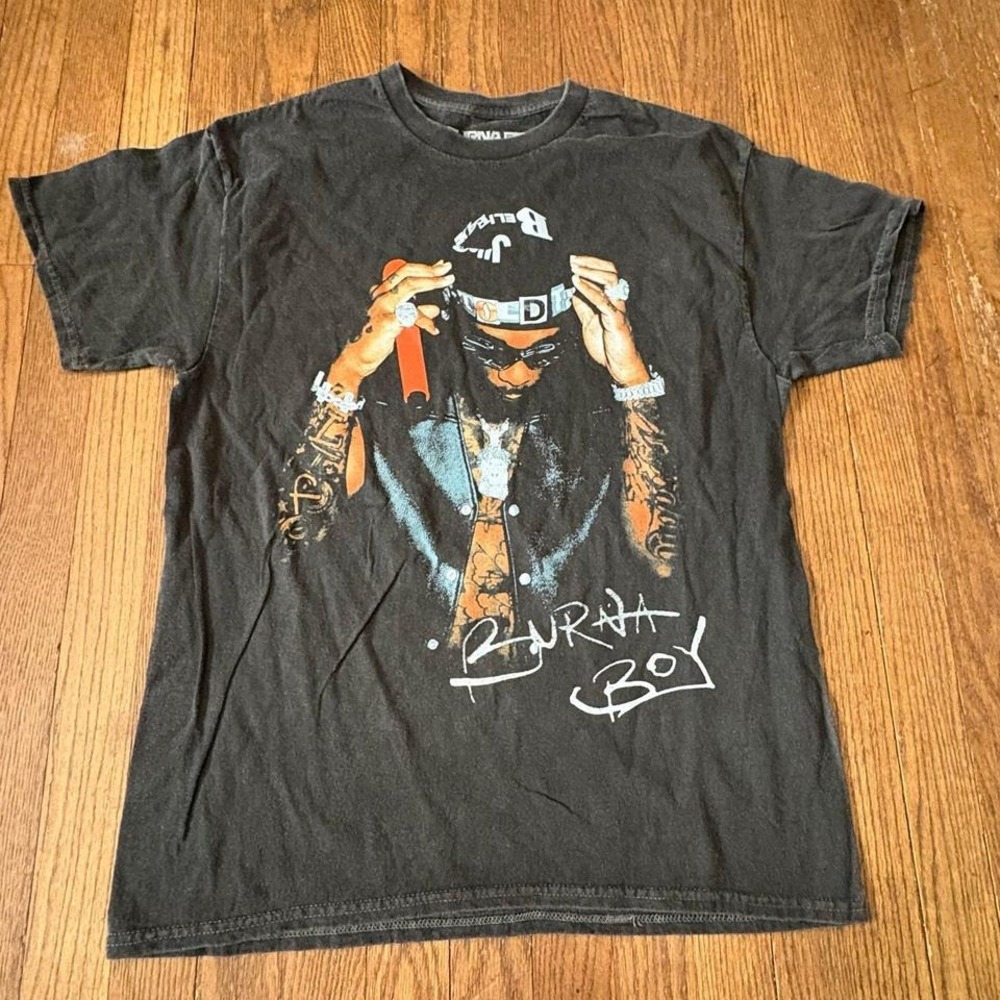 Burna Boy Graphic T-Shirt - Official Merch - Black/Gray - Size M‎